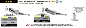 ktm 890 adventure r 2021 2022 2023 arrow exhaust