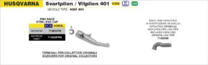 husqvarna svartpilen / vitplilen 401 2018 2019 arrow exhaust