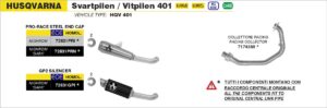 husqvarna svartpilen / vitplilen 401 2020 2021 2022 2023 arrow exhaust