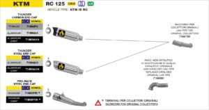 ktm rc125 2017 2018 2019 2020 arrow exhaust