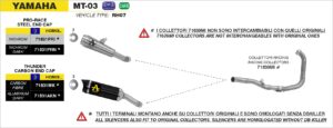 yamaha mt 03 2016 2017 arrow exhaust