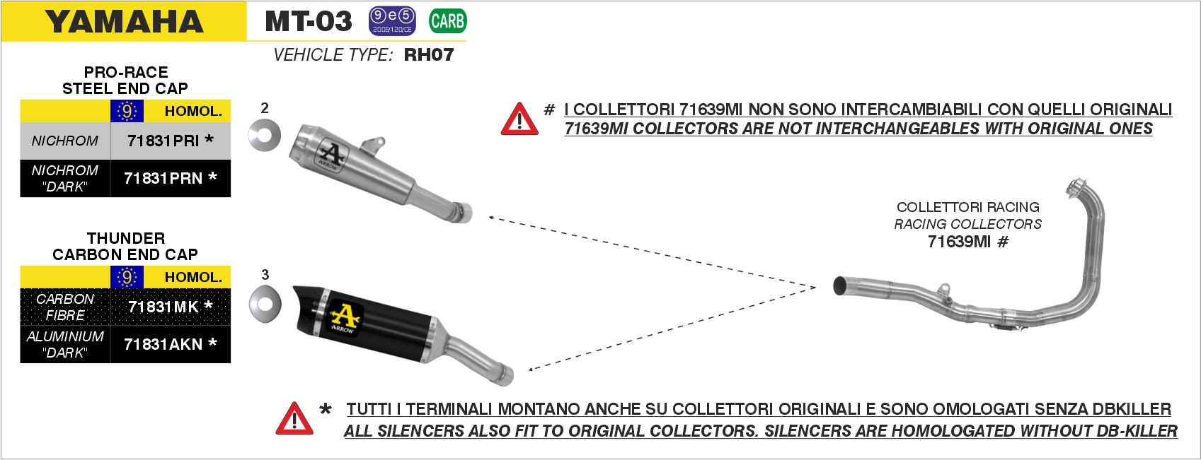 yamaha mt 03 2016 2017 arrow exhaust