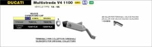 Ducati Multistrada V4 1100 2021 2022 2023 2024 Arrow Exhaust