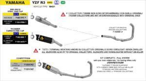 yamaha yzf r3 2021 2022 2023 2024 arrow exhaust