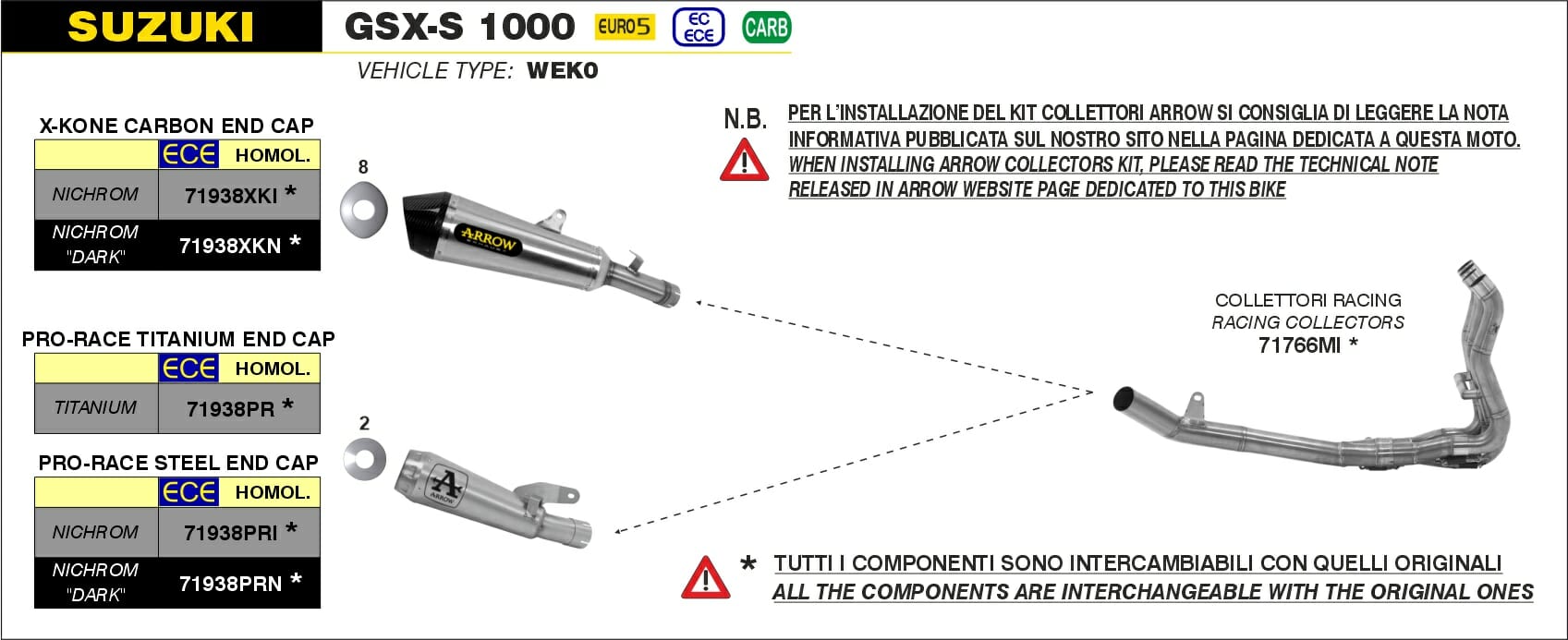 Suzuki GSX-S 1000 / GSX-S 1000GT 2021 2022 2023 2024 Arrow Exhaust