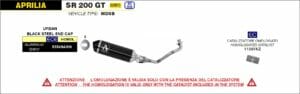 Aprilia SR 200 GT 2022 2023 Arrow Exhaust