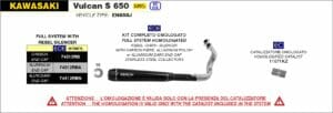 Kawasaki Vulcan S 650 2021 2022 2023 2024 Arrow Exhaust