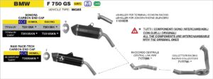 bmw f750 gs 2021 2022 2023 2024 arrow exhaust