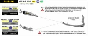 Suzuki GSX-S950 2021 2022 2023 Arrow Exhaust