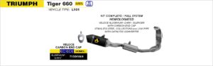triumph tiger 660 2022 2023 2024 arrow exhaust