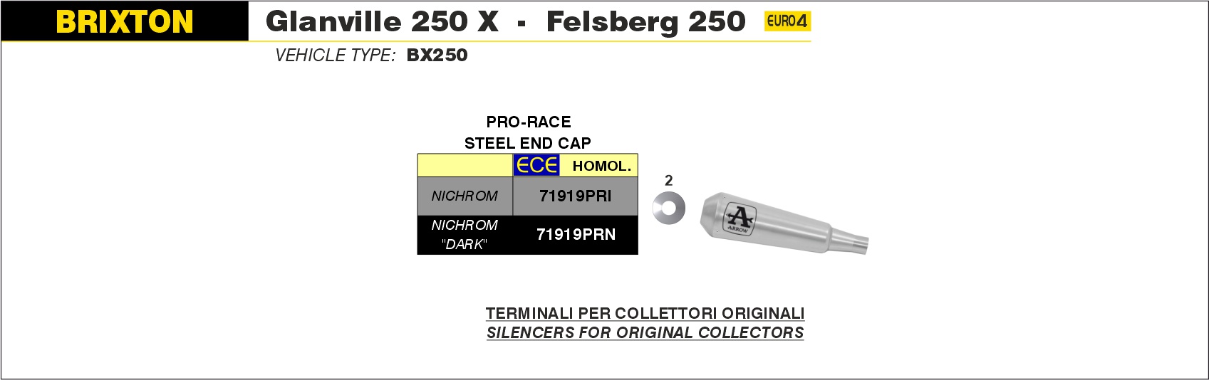 brixton bx125x / felsberg 125x 2019 2020 arrow exhaust (copy)