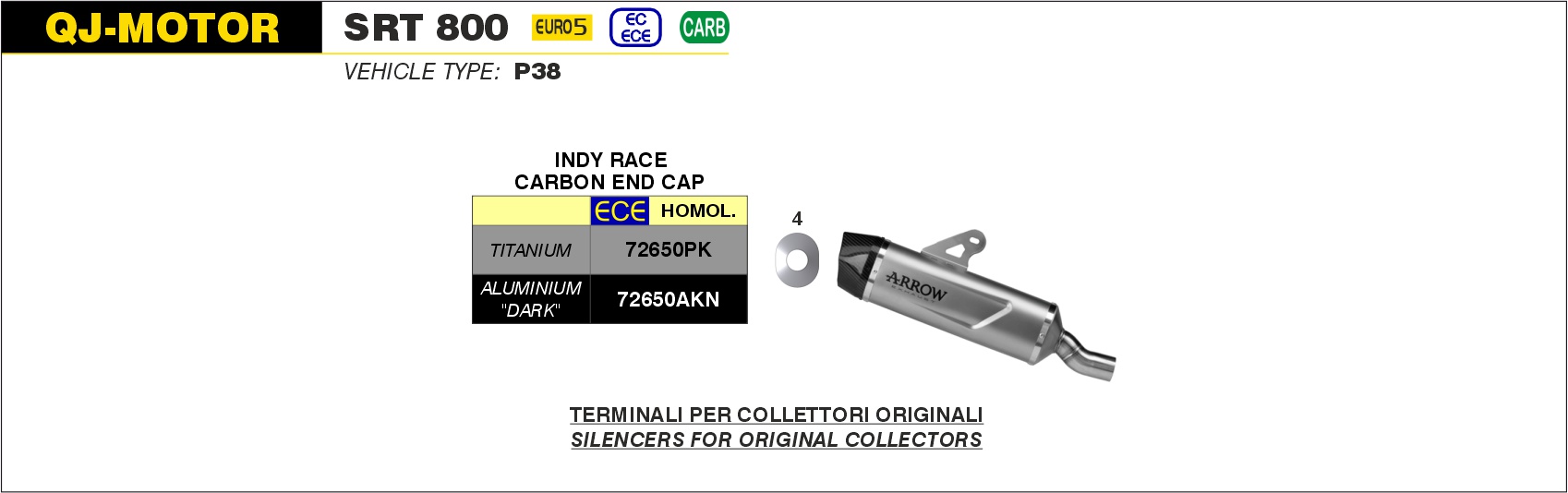 kawasaki z 650 / ninja 650 2024 arrow exhaust (copy)