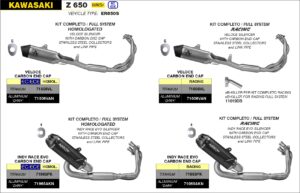 kawasaki z 650 / ninja 650 2021 2022 2023 arrow exhaust (copy)