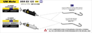 um um dsr 125ex 2018 2019 2020 arrow exhaust