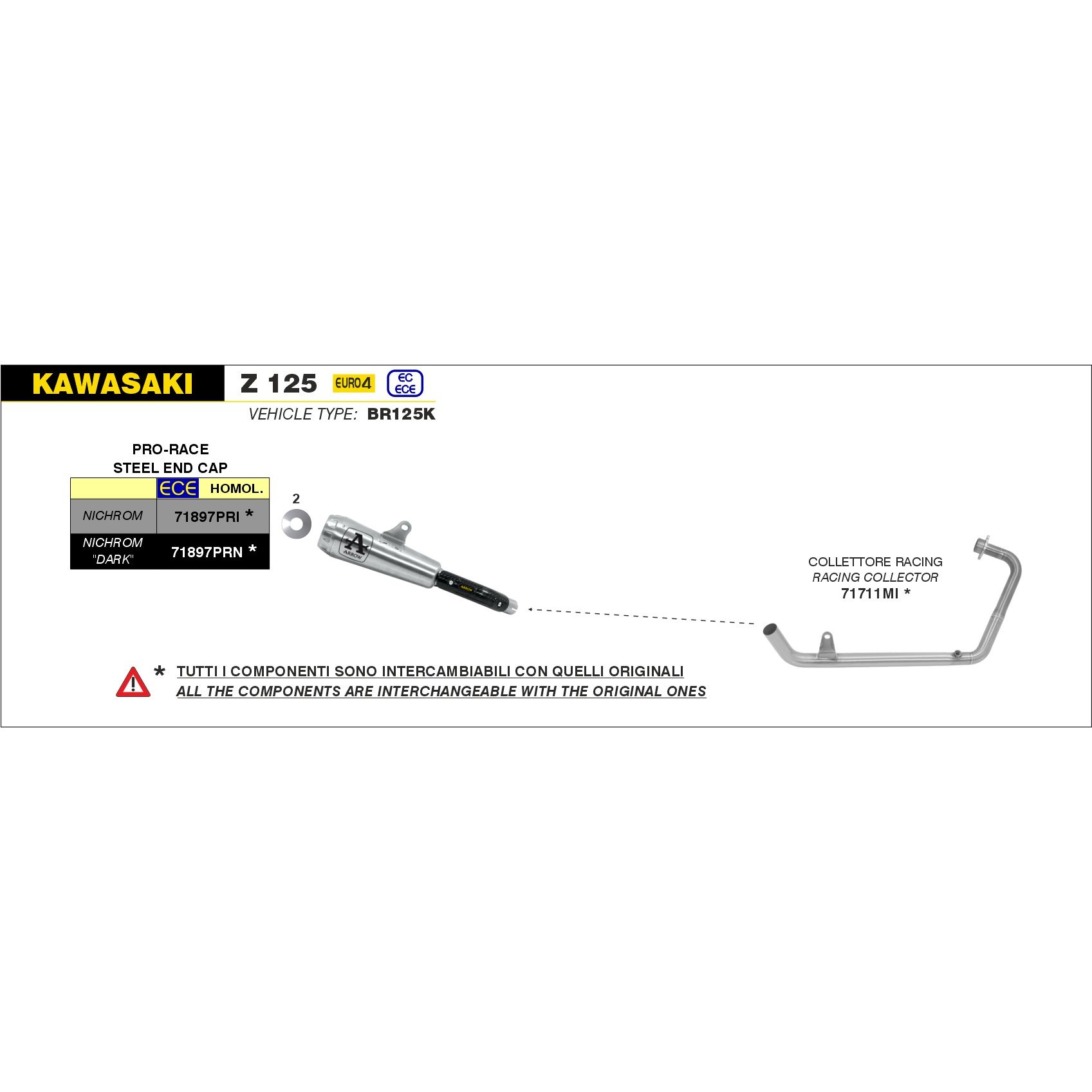 kawasaki j125 abs 2016 arow exhaust (copy)