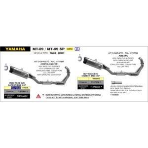 triumph mt 09 / mt 09 sp 2024 arrow exhaust