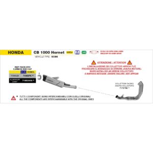 honda cb 1000 hornet euro 5+ 2025 arrow exhaust