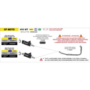 cf moto 450mt euro 5+ 2025 arrow exhaust