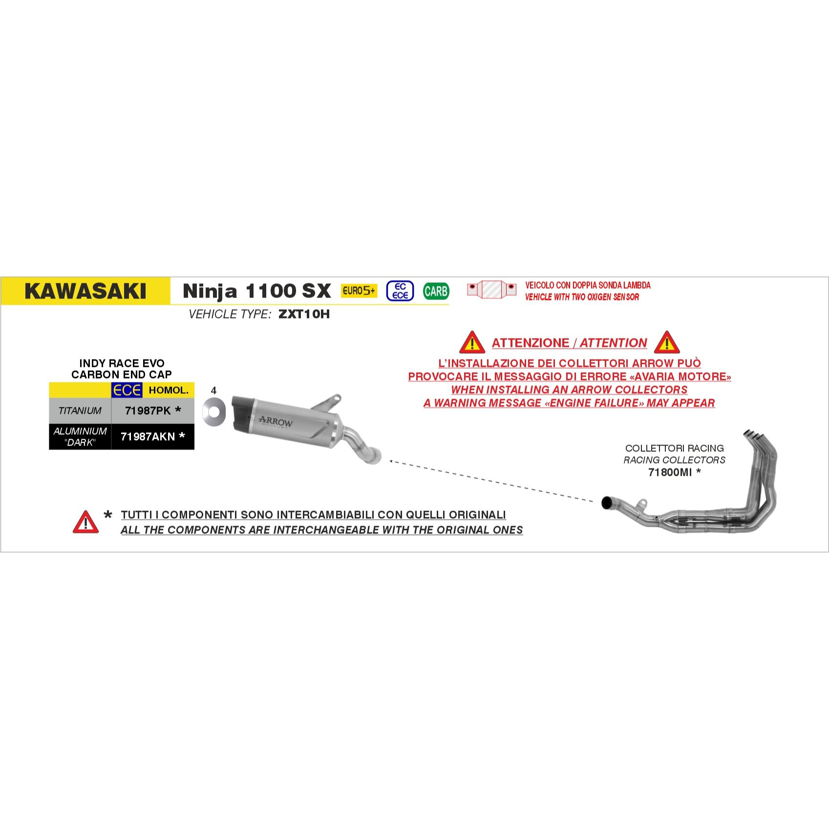kawasaki ninja 1100 sx euro 5 2025 arrow exhaust