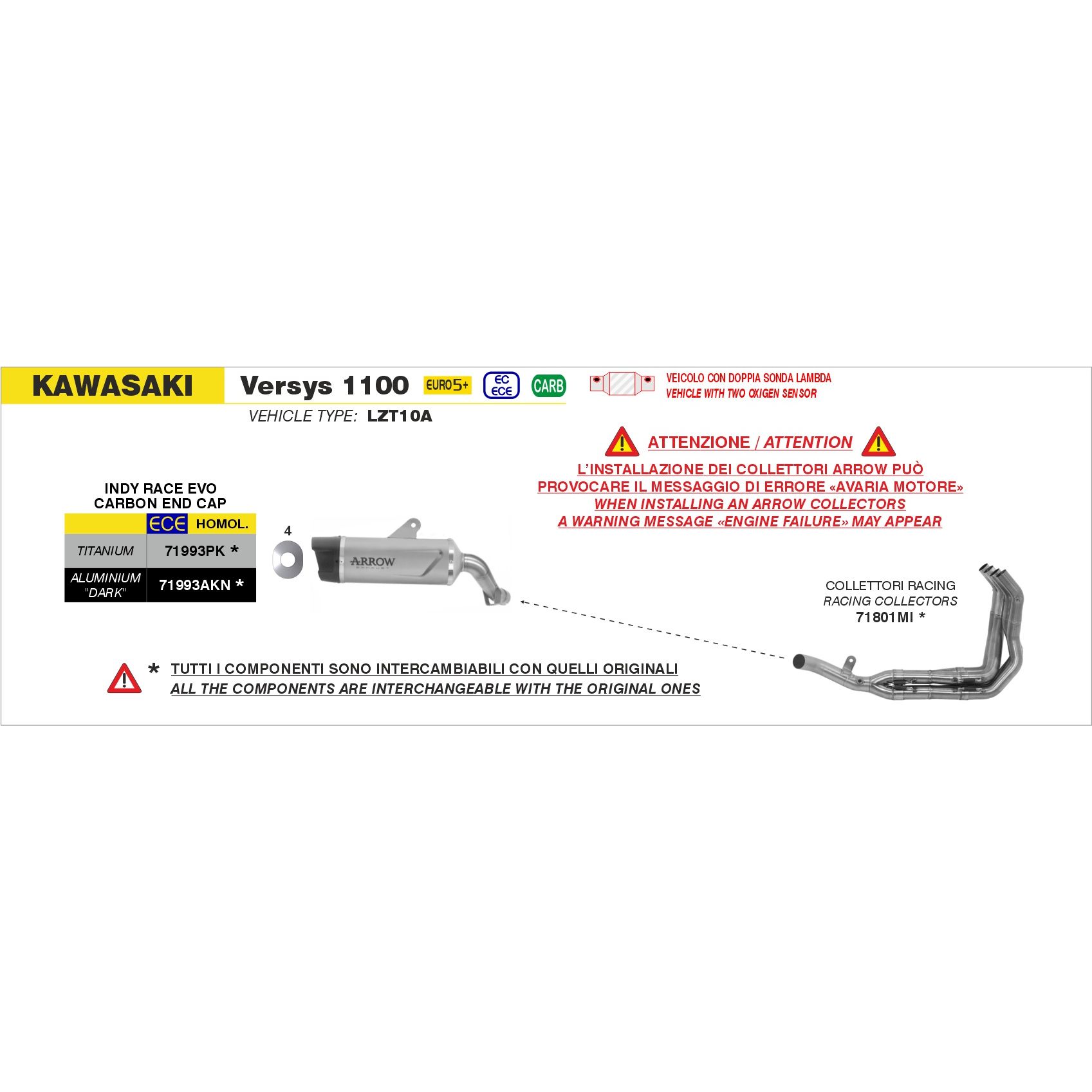 kawasaki versys 1100 euro 5 2025 arrow exhaust