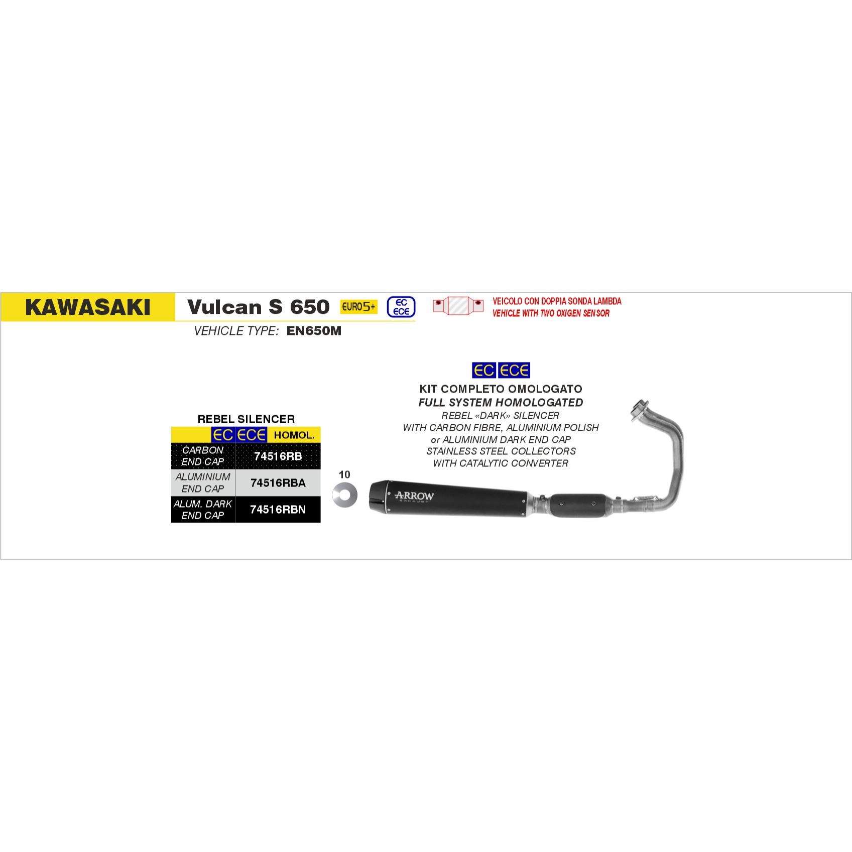 kawasaki vulcan s 650 euro 5 2025 arrow exhaust