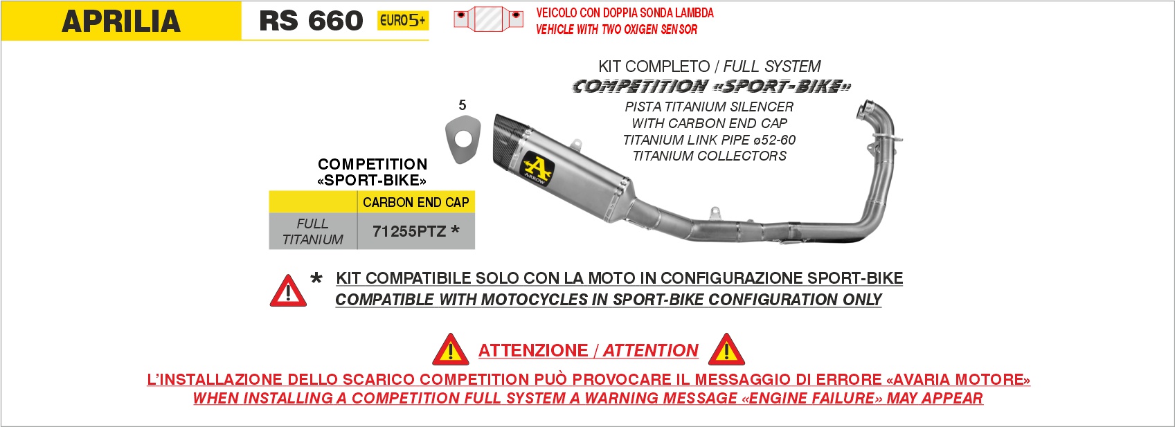 aprilia rs660 2020 2021 2022 2023 2024 arrow exhaust (copy)