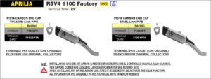 Aprilia RSV4 1100 Factory 2021 2022 2023 2024 Arrow Exhaust