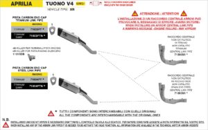 Aprilia Tuono V4 1100 2025 2026 Euro 5+ Arrow Exhaust