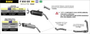 BMW F850 GS  2021 2022 2023 2024 Arrow Exhaust