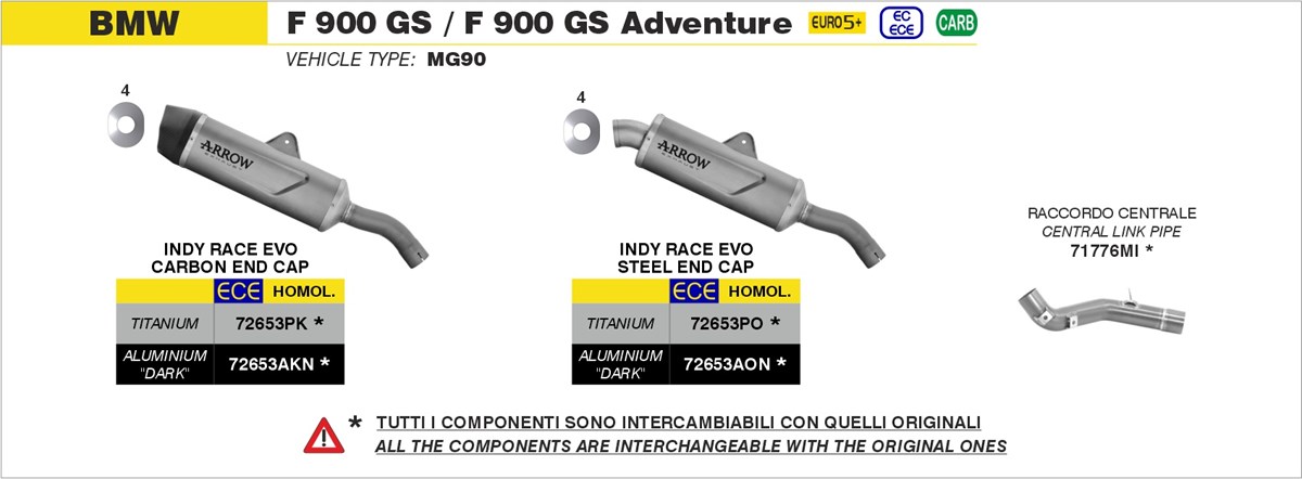 BMW F800GS Euro 5 2024 2025 Arrow Exhaust