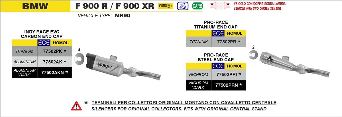 BMW F900R F900XR 2025 (Euro 5+) Arrow Exhaust