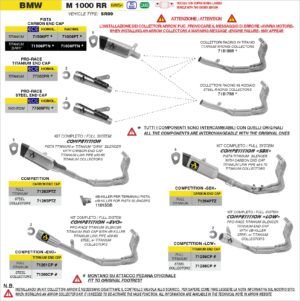 BMW M1000RR 2025 2026 (Euro 5+) Arrow Exhaust