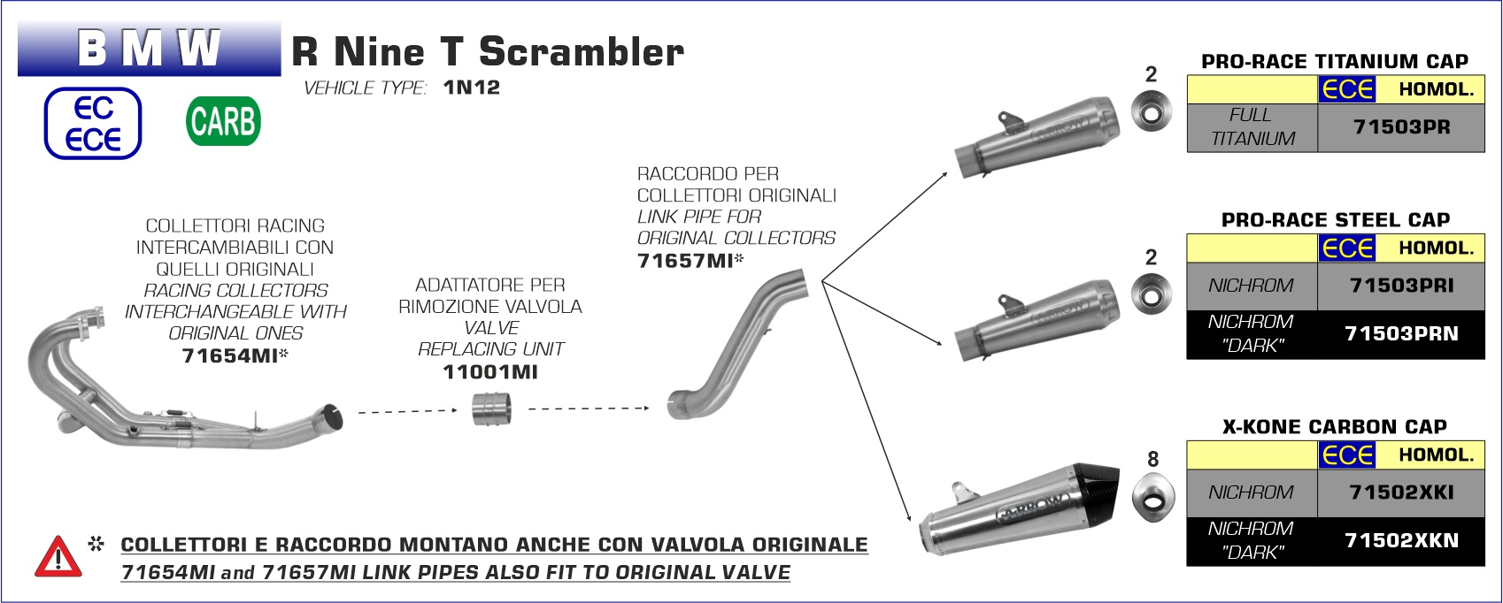 BMW R Nine T Scrambler 2016 2017 2018 2019 2020 Arrow Exhaust