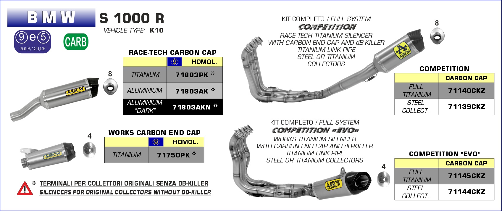 BMW S1000R 2014 2015 2016 Arrow Exhaust