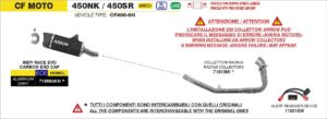 CFMoto 450NK / 450SR 2025 2026 (Euro 5+) Arrow Exhaust