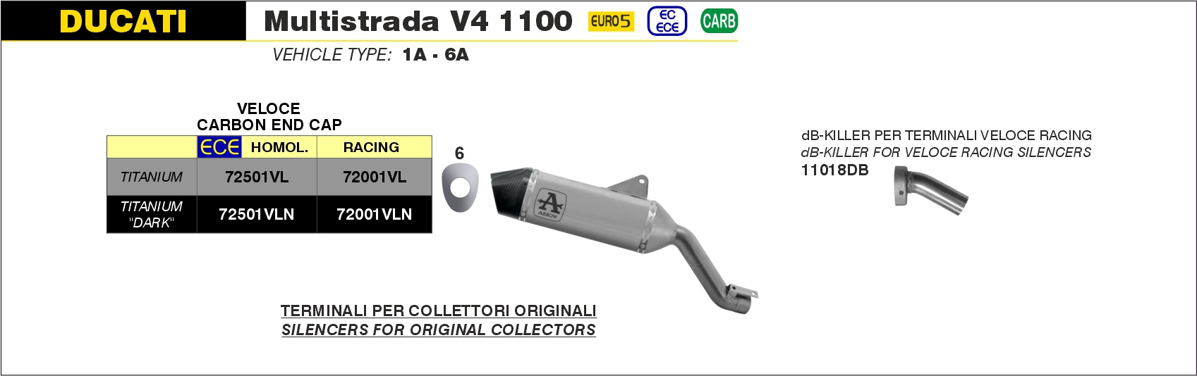 Ducati Multistrada V4 1100 2021 2022 2023 2024 Arrow Exhaust