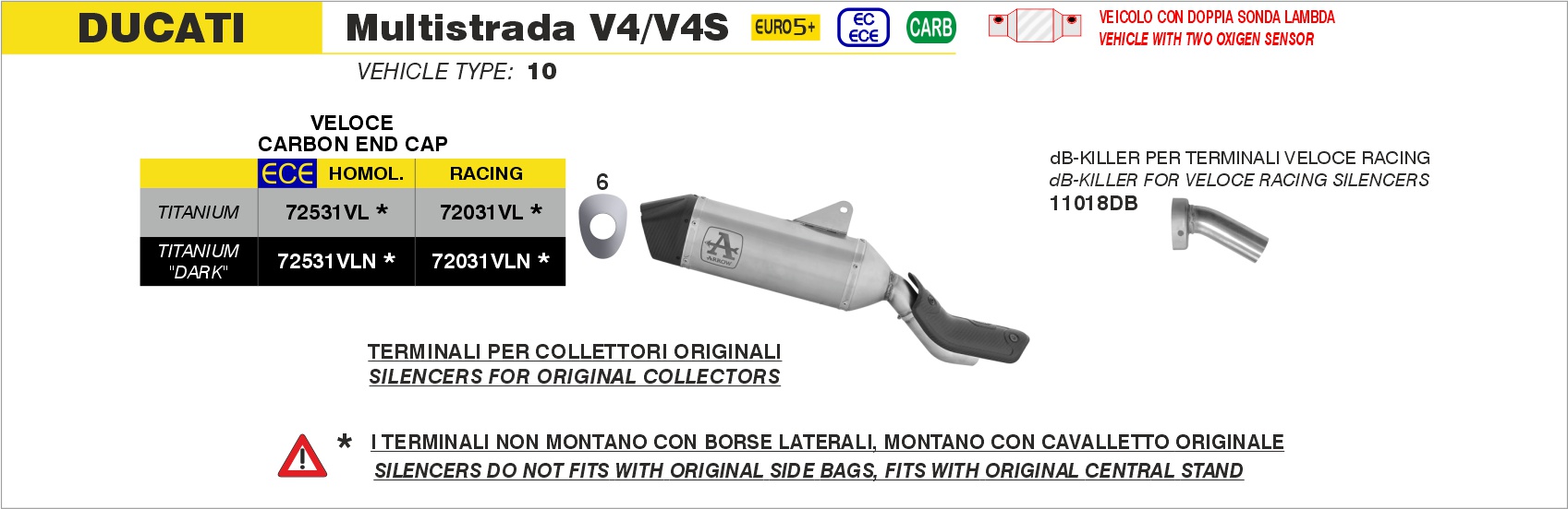 Ducati Multistrada V4 1100 2025 (Euro 5+) Arrow Exhaust