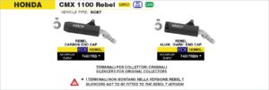 honda cmx 1100 rebel (euro 5+) not rebel t 2025 2026 arrow exhaust