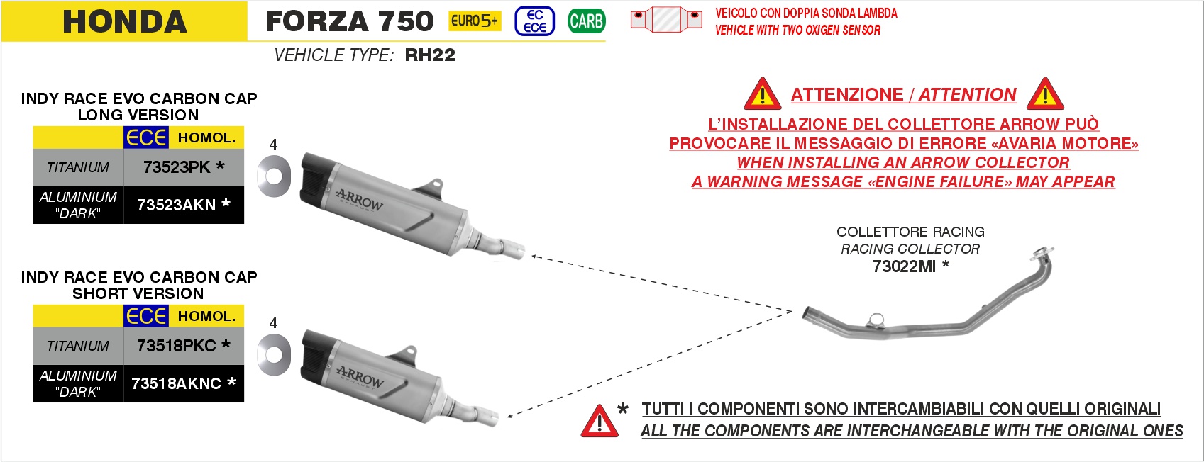 Honda Forza 750 Euro 5+ 2025 Arrow Exhaust