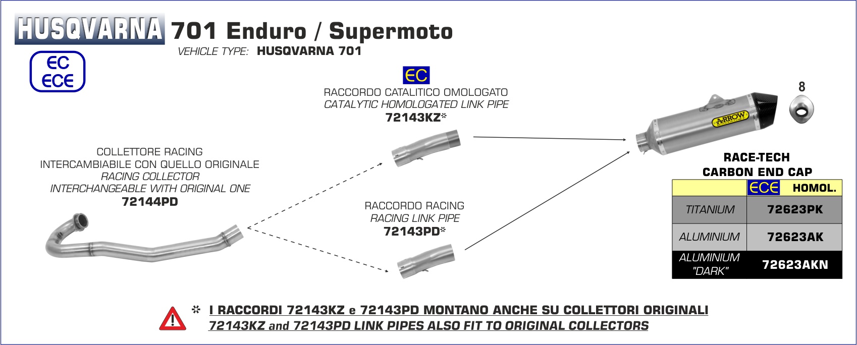 Husqvarna 701 Enduro 2017 2018 2019 2020 Arrow Exhaust