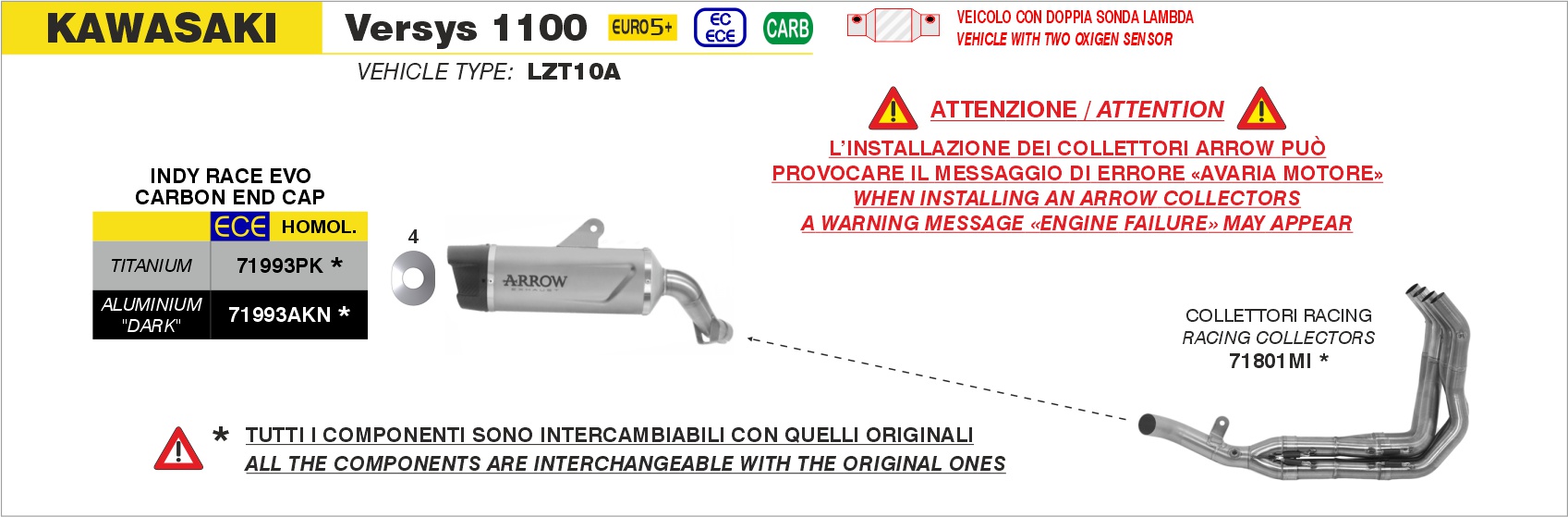 Kawasaki Versys 1100 Euro 5 2025 Arrow Exhaust