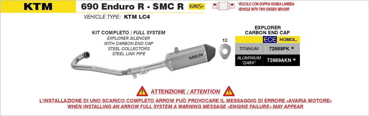 KTM 690 Enduro R 2025 2026 Euro 5+ Arrow Exhaust