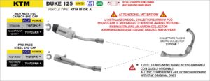KTM 125 Duke Euro 5 2024 2025 Arrow Exhaust