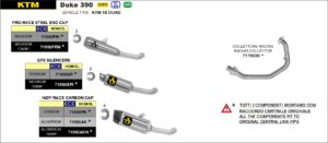 KTM Duke 390 2021 2022 2023 Arrow Exhaust