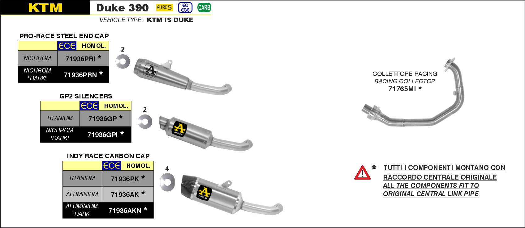 KTM Duke 390 2021 2022 2023 Arrow Exhaust