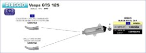 Piaggio Vespa GTS 125 2017 2018 Arrow Exhaust