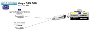 Piaggio Vespa GTS300 ie 2008 2009 2010 2011 2012 2013 2014 2015 Arrow Exhaust