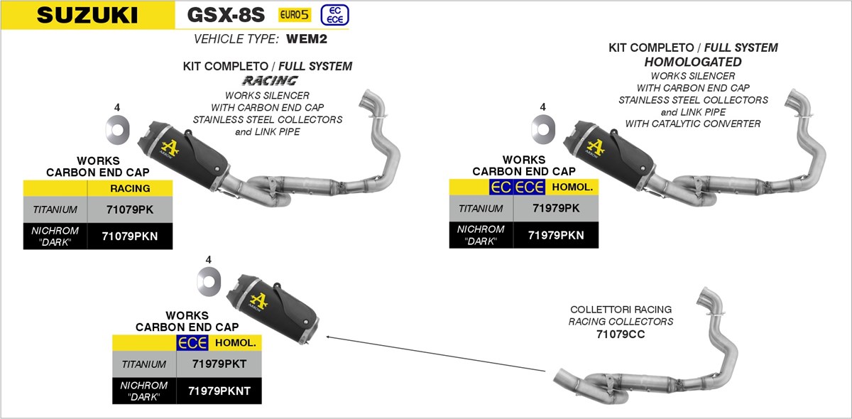 Suzuki GSX-8S 2023 2024 Arrow Exhaust