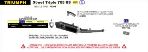 Triumph Street Triple 765 2020 2021 2022 Arrow Exhaust