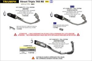 Triumph Street Triple 765RS 2023 2024 Arrow Exhaust